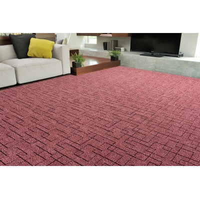 日本製　多機能　カーペット　ワイン　1枚　10帖　約352×440cm　600000790型