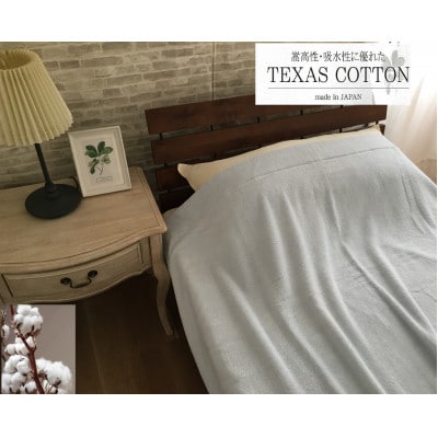 TEXSAS　COTTON　100%　タオルケット　シングル　ブルー　1枚　SNT-20TXBL