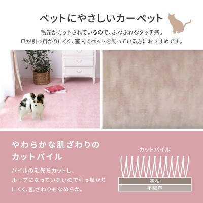 パステルカラーの日本製　抗菌カーペット　ベージュ　8帖　約352×352cm　600004180
