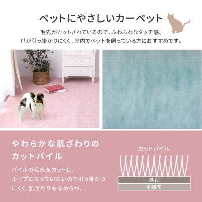 パステルカラーの日本製　抗菌カーペット　グリーン　3帖　約176×261cm　600004530