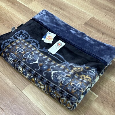日本製　アクリル　マイヤー毛布　シングル　ブルー　1枚　(新合繊2枚合わせ毛布)N-YO-4800