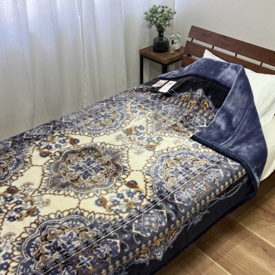 日本製　アクリル　マイヤー毛布　シングル　ブルー　1枚　(新合繊2枚合わせ毛布)N-YO-4800