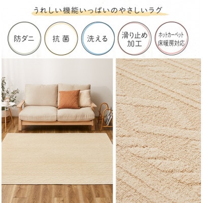 日本製　丸洗いOK　綿100%(表面)　カーペット　1枚　約130×185cm　350119000