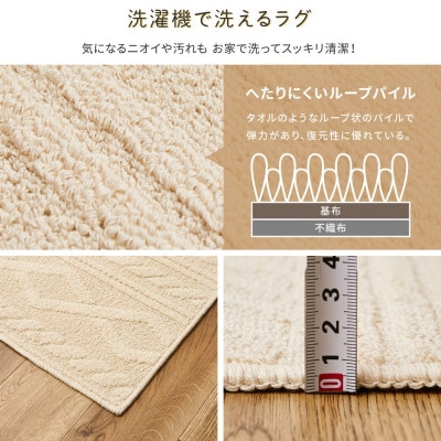日本製　丸洗いOK　綿100%(表面)　カーペット　1枚　約130×185cm　350119000
