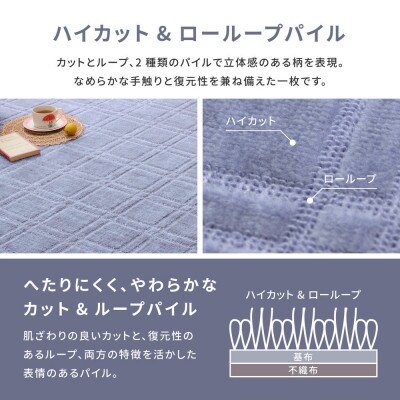 日本製　平織カーペット　本間3畳　約191×286cm　ブルー　1枚　 600098430