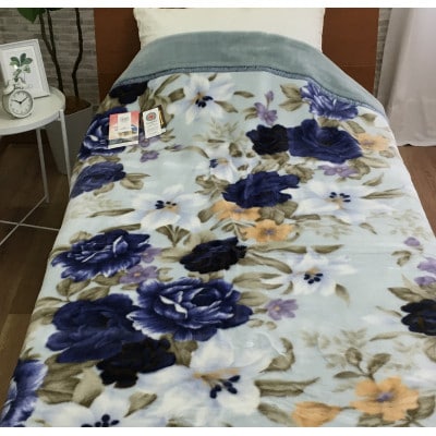 C.R.P加工毛布　マイヤー毛布　シングル　ブルー　1枚　(合わせ毛布)24401BL