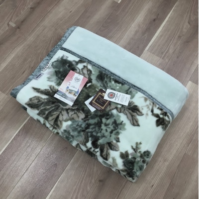 C.R.P加工毛布　マイヤー毛布　シングル　グリーン　1枚　(合わせ毛布)21402GR