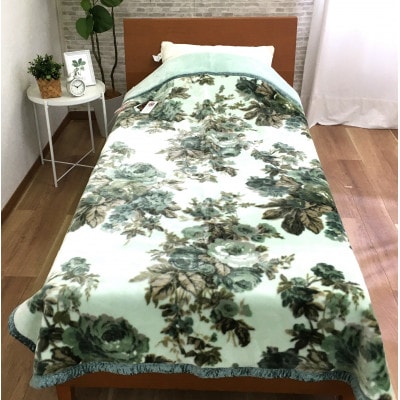 C.R.P加工毛布　マイヤー毛布　シングル　グリーン　1枚　(合わせ毛布)21402GR