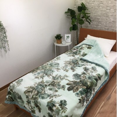C.R.P加工毛布　マイヤー毛布　シングル　グリーン　1枚　(合わせ毛布)21402GR