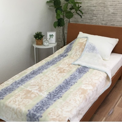 C.R.P加工毛布　マイヤー毛布　シングル　ブルー　1枚　(ニューマイヤー毛布)11820BL