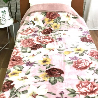 C.R.P加工毛布　マイヤー毛布　ダブル　ピンク　1枚　(合わせ毛布)24401WPI