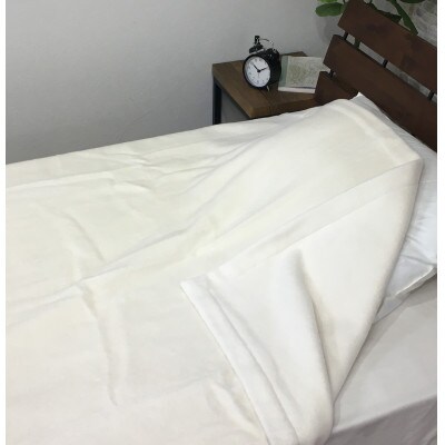 ≪あったかい≫　コットン100%　綿毛布　シングルサイズ　アイボリー　1枚　SHAN