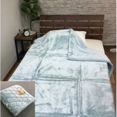 吸湿発熱MOIS&HEAT　ニューマイヤー毛布&敷パッド　シングル　ブルー　セット　13176317