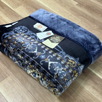 カシミヤ・ウール混わた入り　マイヤー毛布　シングル　1枚　紺　N-CAK-162