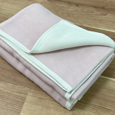 洗える　ウール/綿　リバーシブル毛布　ハーフ　ピンク　NWC-9RPI