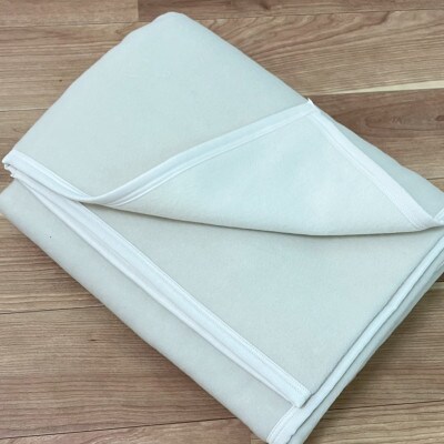 洗える　ウール/綿　リバーシブル毛布　ハーフ　ベージュ　NWC-9RBE