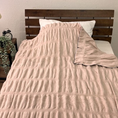 くしゅくしゅコットンケット　シングル　140×200cm　1枚　ピンクベージュN-FM-3501PI