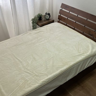 【訳あり】丸洗いOKあったか綿敷毛布　(綿マイヤー)ダブル　ベージュ　SH-36905PW