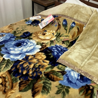 C.R.P加工毛布 2枚合わせマイヤー毛布 シングルサイズ ブルー 1枚 21403柄