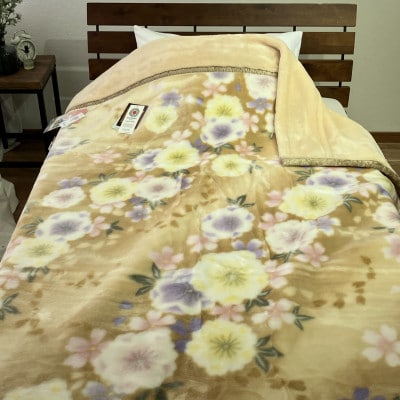 C.R.P加工毛布 2枚合わせマイヤー毛布 シングルサイズ ベージュ 1枚 24001柄