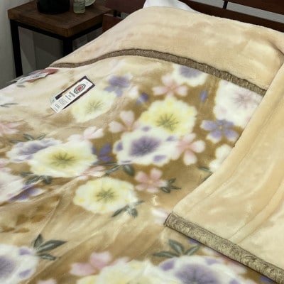 C.R.P加工毛布 2枚合わせマイヤー毛布 シングルサイズ ベージュ 1枚 24001柄