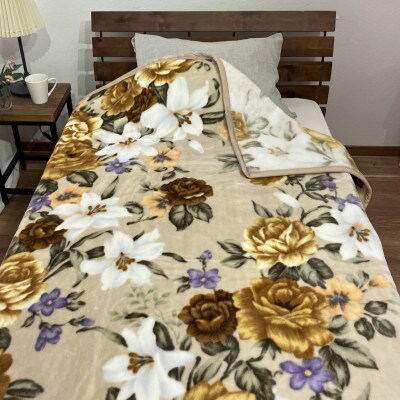 C.R.P加工毛布　マイヤー毛布　シングル　ベージュ　1枚　(ニューマイヤー毛布)11755BE