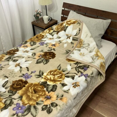 C.R.P加工毛布　マイヤー毛布　シングル　ベージュ　1枚　(ニューマイヤー毛布)11755BE