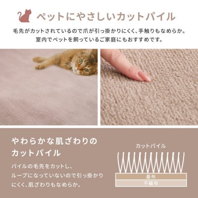 ペットにもやさしい　抗菌。防臭カーペット　江戸間6帖　1枚　ブラウン　600094560
