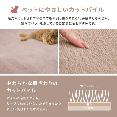 ペットにもやさしい　抗菌。防臭カーペット　江戸間8帖　1枚　ブラウン　600094580