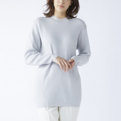 【訳あり　限定18枚】カシミヤ100%　チュニック　セーター　ブルーグレー　26271F