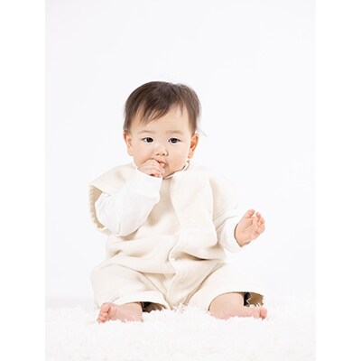 綿毛布スリーパー(Mサイズ)　オーガニック綿使用　2way仕様で暖か　綿100%　無着色　無漂白