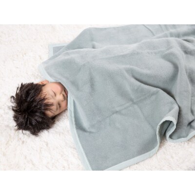 ジュニア綿毛布(毛羽部分)　アッシュグリーン 90×130cm　毛布の町泉大津産