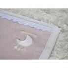 ベビー綿毛布　綿100%　レース付刺繍入り　ベージュピンク