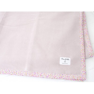 綿100%　シングルサイズ毛布・ベージュピンク/花・毛布の町泉大津産