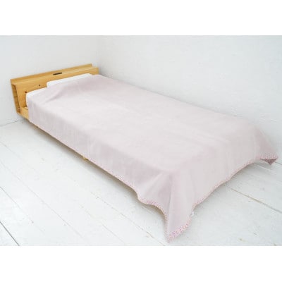 綿100%　シングルサイズ毛布・ベージュピンク/花・毛布の町泉大津産