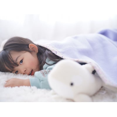 綿100% ベビー毛布(ラベンダー/花) ・毛布の町泉大津市産