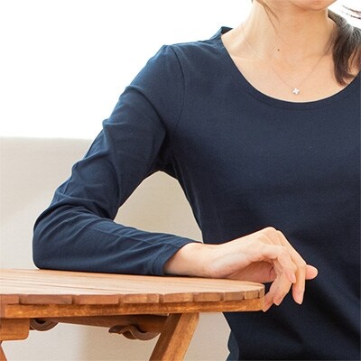 レディース シルケット天竺長袖カットソー(Lサイズ)