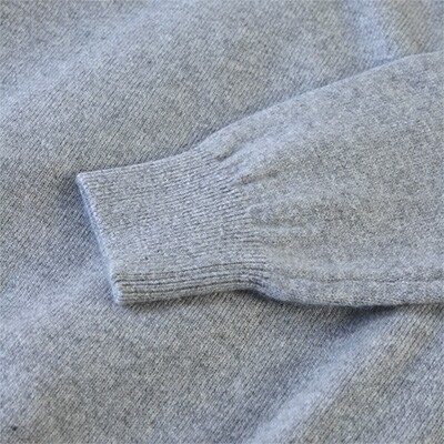 メンズ　ベビーカシミヤ100%Vネックセーター(グレー　LLサイズ)