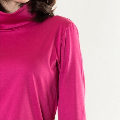 レディース　日本製ウインタースーピマコットンルーズネックカットソー(ピンク　Lサイズ)