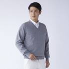 日本製　カシミヤ100% Vネック　ライトグレー 　Lサイズ