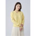 日本製　カシミヤ100%　レディース　Vネック　イエロー　Sサイズ