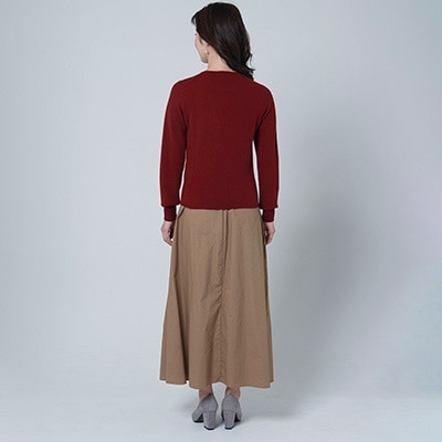 日本製　カシミヤ100%　レディース　クルーネック　ワイン　Lサイズ