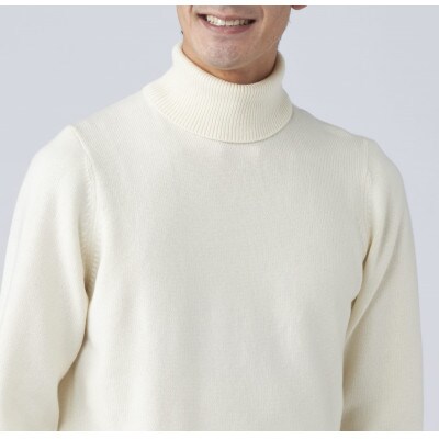 日本製　カシミヤ100%　タートルネック　白　2Lサイズ