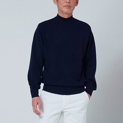 日本製　カシミヤ100%　ハイネック　ネイビー　2Lサイズ