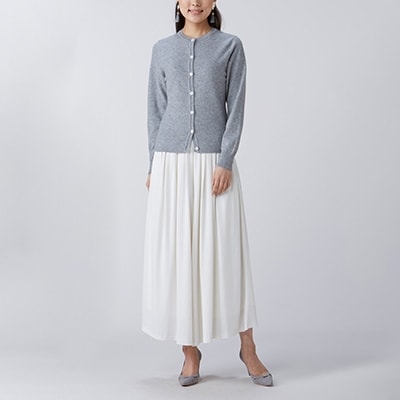 ふるさと納税 服 女 大阪府 泉大津市 日本製 カシミヤ100% レディース クルーカーディガン ライトグレー Sサイズ 2565 日本製 カシミヤ100% レディース クルーカーディガン ライト