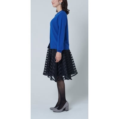 日本製 カシミヤ100% レディース クルーカーディガン ブルー L