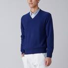 日本製　カシミヤ100%　Vセーター　ブルー　Lサイズ