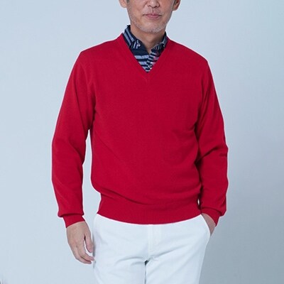 新品タグ付 Boy'sMarket 前V カシミヤニット 40 赤 新品タグ付 Boy'sMarket 前V カシミヤニット 40 赤