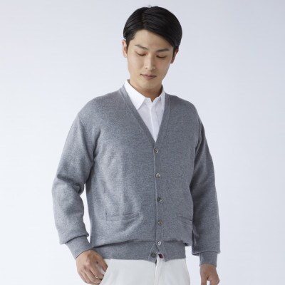 日本製　カシミヤ100%　カーディガン　ライトグレー　Lサイズ