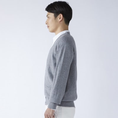 日本製　カシミヤ100%　カーディガン　ライトグレー　Lサイズ